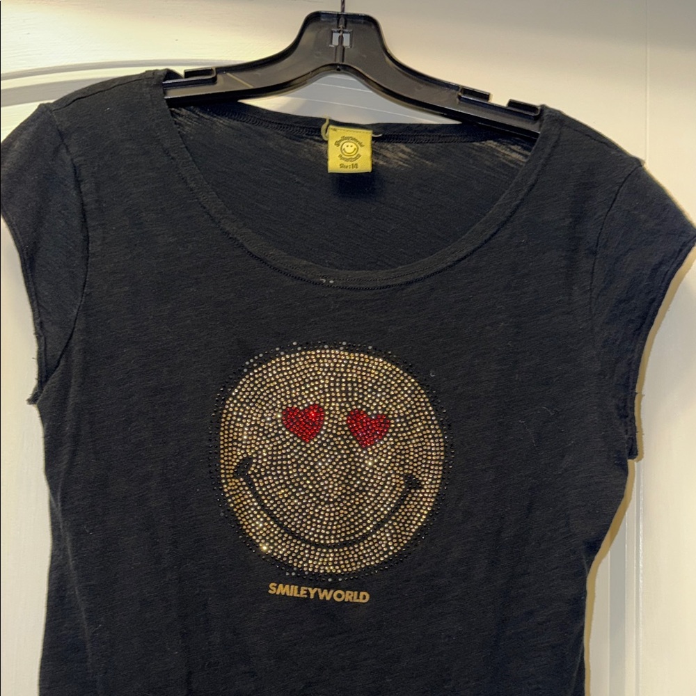 Black T-Shirt with Gold and Red Accents